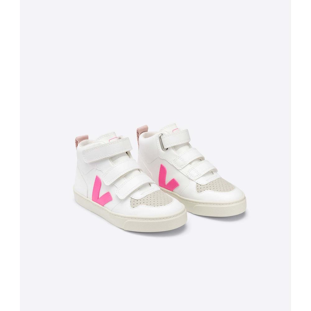 Veja V-10 MID CWL Kids' High Tops White/Pink | NZ 703SGL